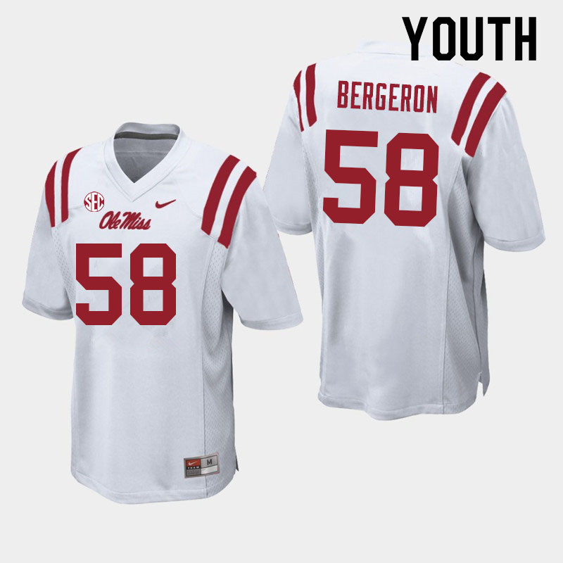 John Bergeron Ole Miss Rebels NCAA Youth White #58 Stitched Limited College Football Jersey MRA2858CS